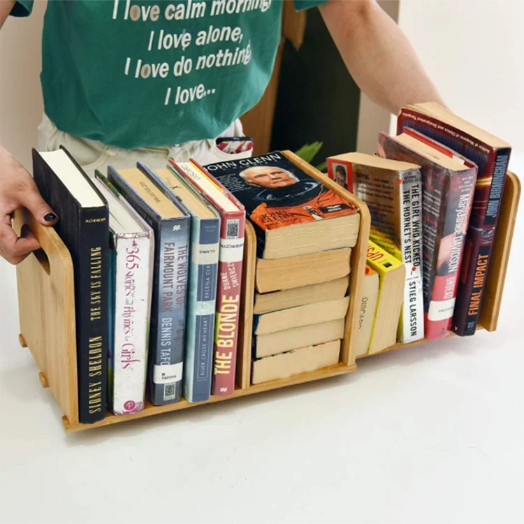 Portable High Quality Durable desktop storage organizer bookcase bamboo bookshelf