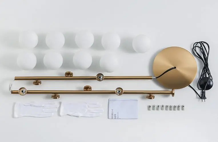 Aurelia Nordic Modern Floor Lamp, Contemporary Standing Tall Pole Lamp, 9 Globe Frosted Glass Shade For Bedroom, Living Room &