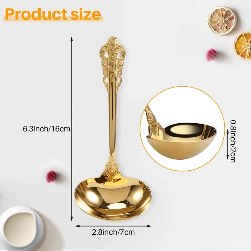 304 Stainless Steel Soup Ladle Cooking Tool Kitchen Accessories Gold Scoop Tablewares Gold Plated Soup Serving Spoon