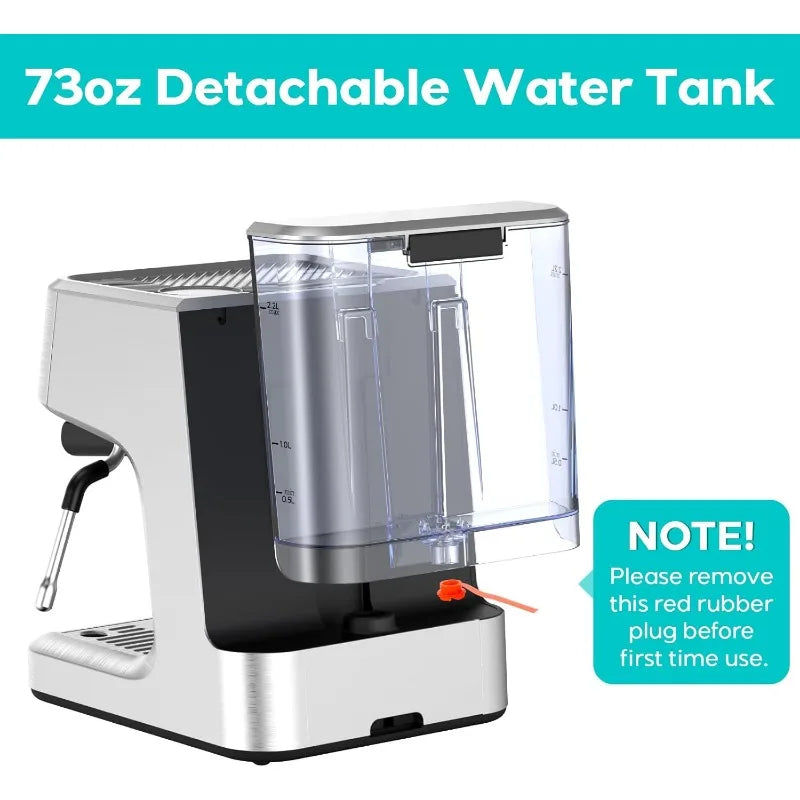 Espresso Machine with LCD Display, Barista Cappuccino Maker with Milk Frother Steam Wand, Adjustable Extraction Temperature