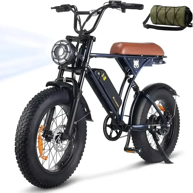 ACycRun Electric Bike 750W Motor with 374.4WH Battery, 20MPH 55Miles Moped Style Ebike for Adults, 20" Fat Tire Co