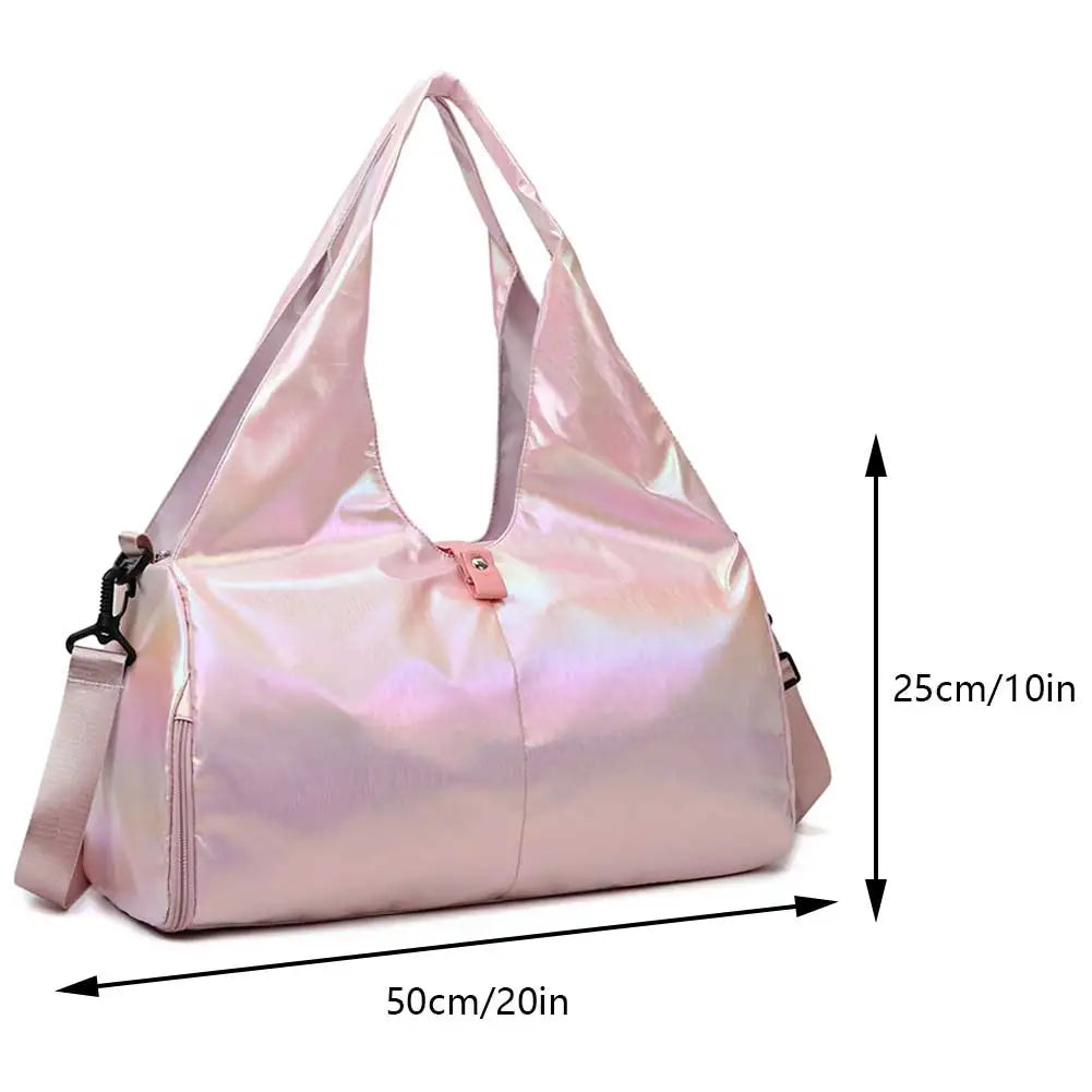 Women Dance Crossbody Bag Large Capacity Pearlescent Gym Satchel Bag with Shoe Compartment Dry Wet Separation Outdoor Simple Bag
