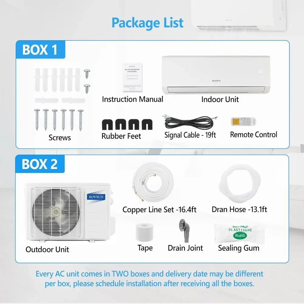 9000BTU Wifi Enabled Mini Split Air Conditioner & Heater, Saving Inverter Ductless Wall AC Unit with Pre-Charged Condenser