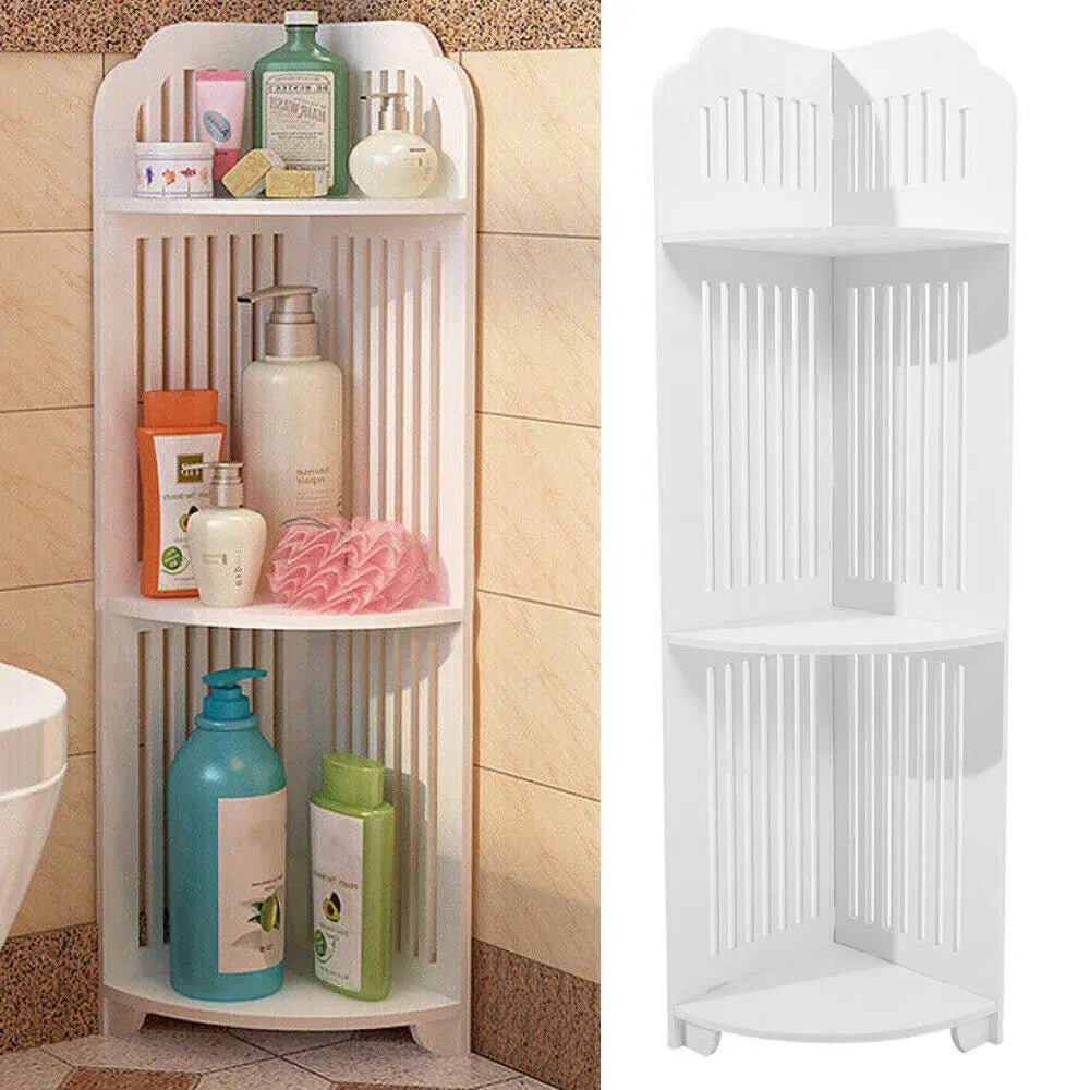3 Tier Corner Bath Shelf Shower Caddy Storage Rack Unit Organiser Stand White US