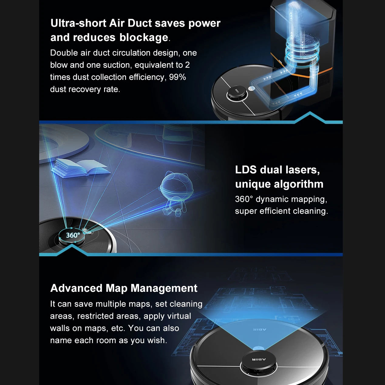 2024 The Latest Robot Vacuum Cleaner With Self-emptying Dustbin Auto Dust Collector ABIR R30 Robotic Vacuumm Cleaner