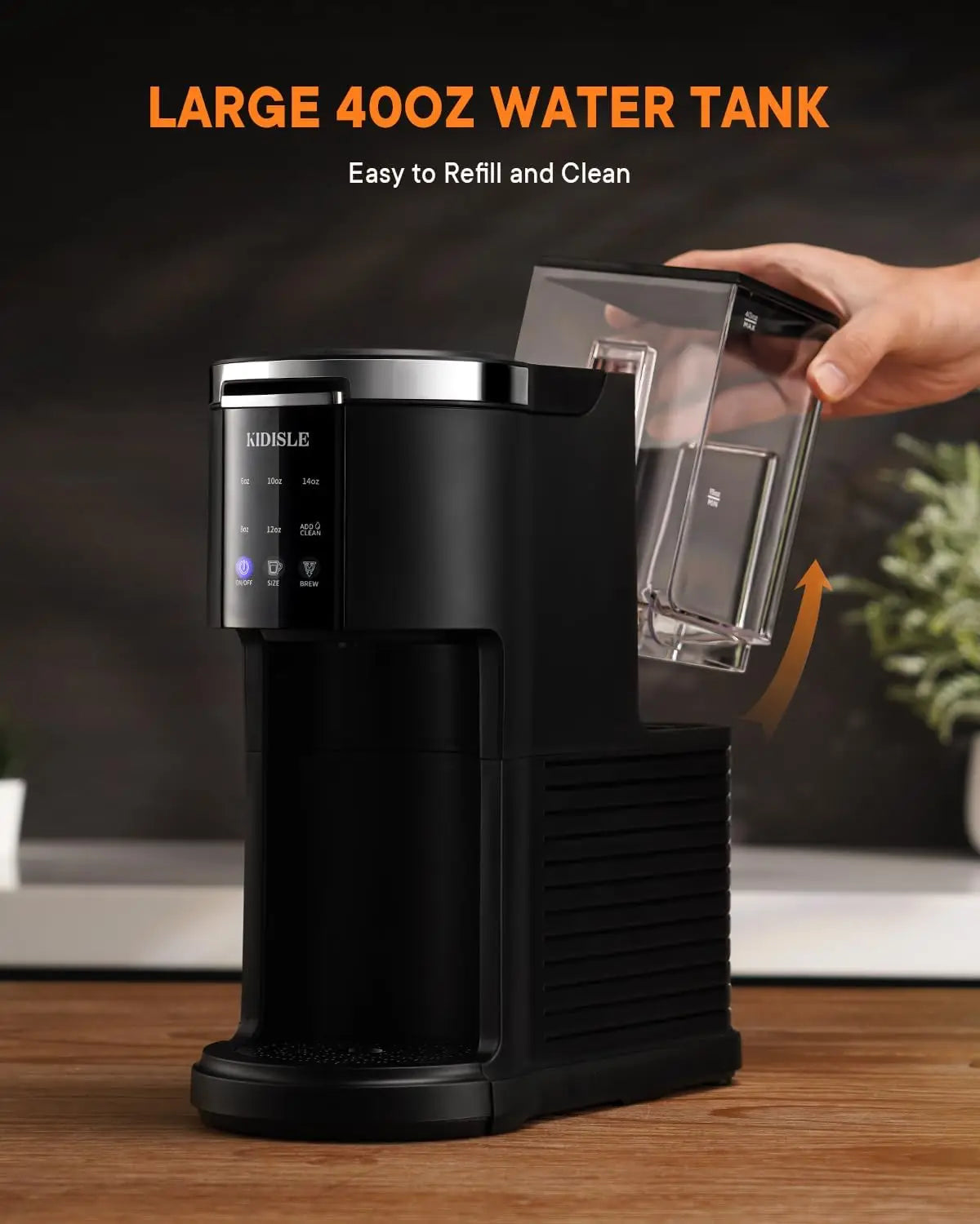 Single Serve Coffee Machine, 3 in 1 Pod Coffee Maker for K Cup Pods & Ground Coffee & Teas, 6 to 14oz Brew Sizes, with 40oz Remo