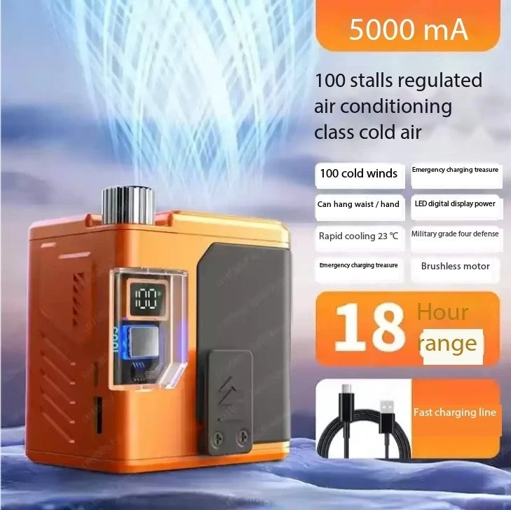 Portable clip waist,outdoor welder,ground charging,small super long battery life,strong refrigeration,air conditioner,small fan