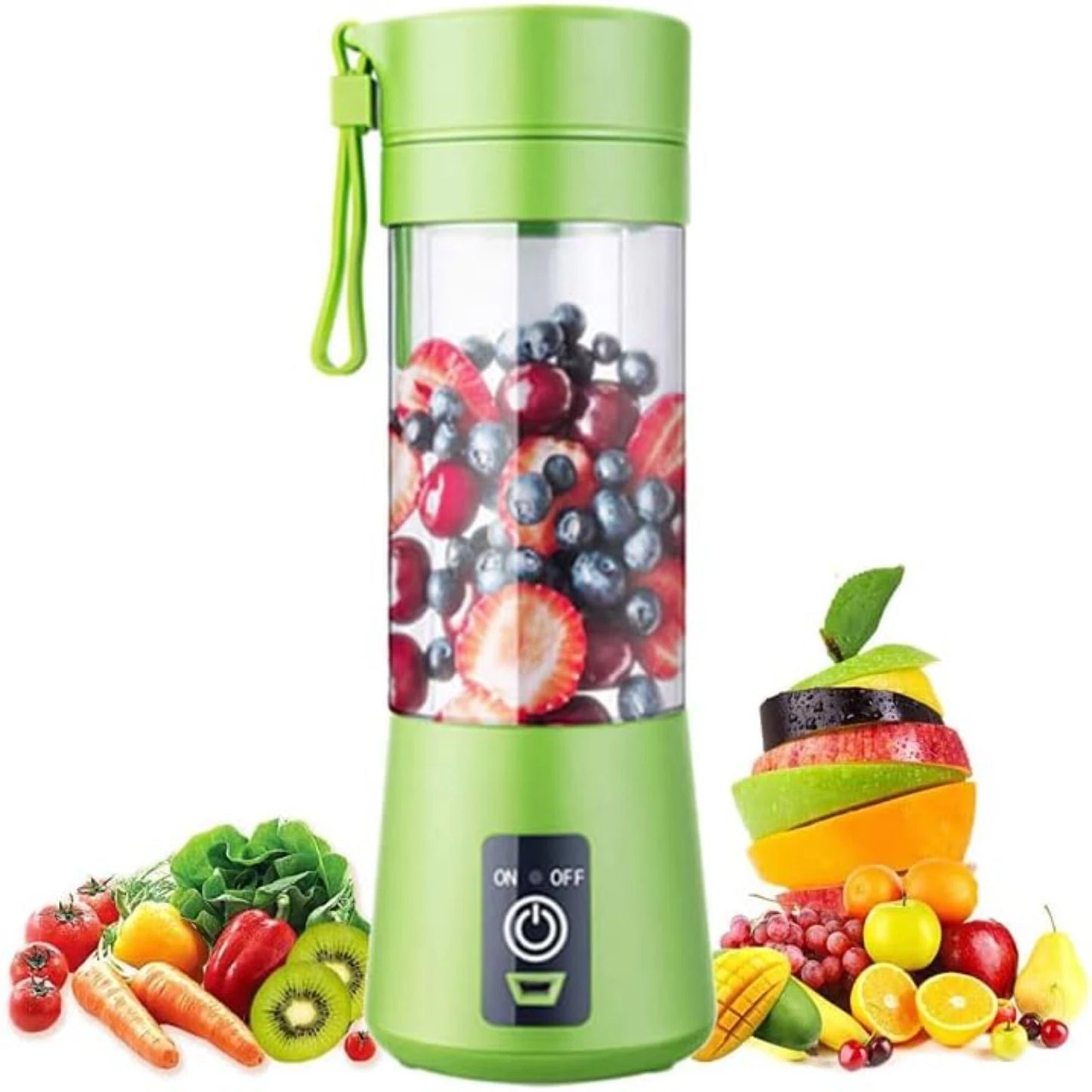 "USB Rechargeable Portable Blender - Ice Crushing Mini Mixer for Smoothies, Juice, Shakes - 13oz Capacity, Six Sharp Blades"
