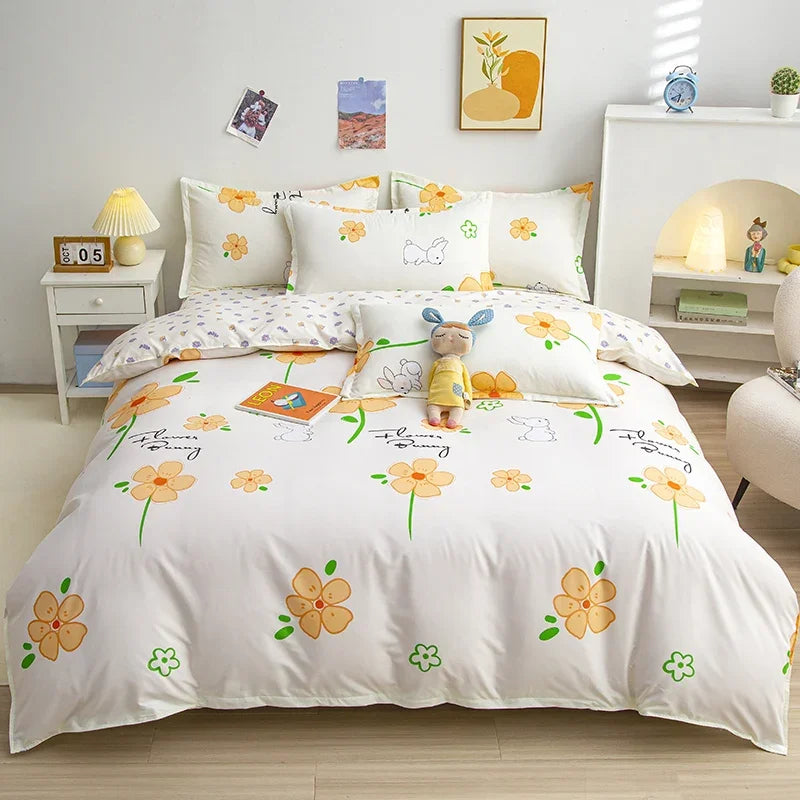 White Green Botanical Floral Duvet Cover Set Queen Reversible Gold Paisley Pattern Bedding Set Soft Microfiber Comforter Cover