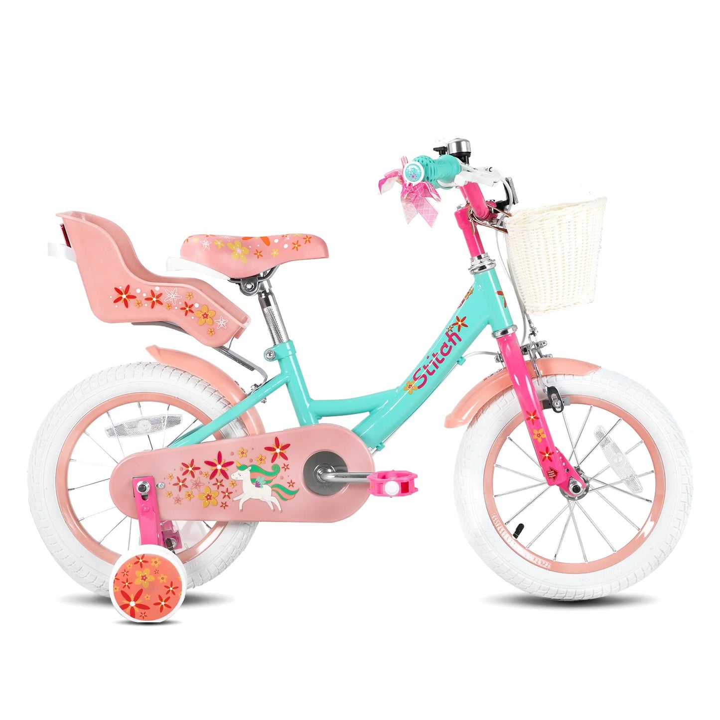 JOYSTAR Girls Bike for 2-9 Years Old Kids, 12 14 16 18 Inch Kids Bike with Training Wheels, Streamers, Basket and Doll Seat