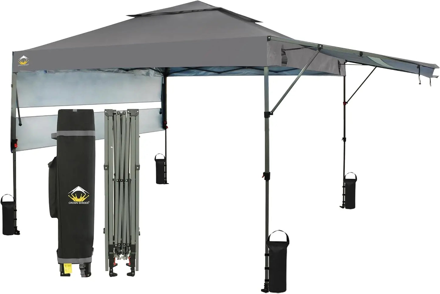 Pop up Canopy Tent Patended Centerlock Instant Commercial Canopy with 150D Silver Coated Fabric Including 2 Extend Awnings