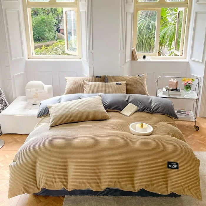 Winter Thick Velvet Duvet Cover Warmth Solid Color Bedding Set Double Quilt Cover Twin Queen King Comforter Cover 220*240cm