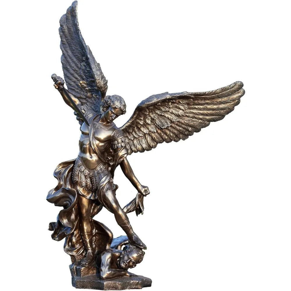 Large Archangel Saint Michael, Holy Justice Statue, Cold Cast Resin Bronze Decorative Sculpture, 43 Inches Decoration Crafts