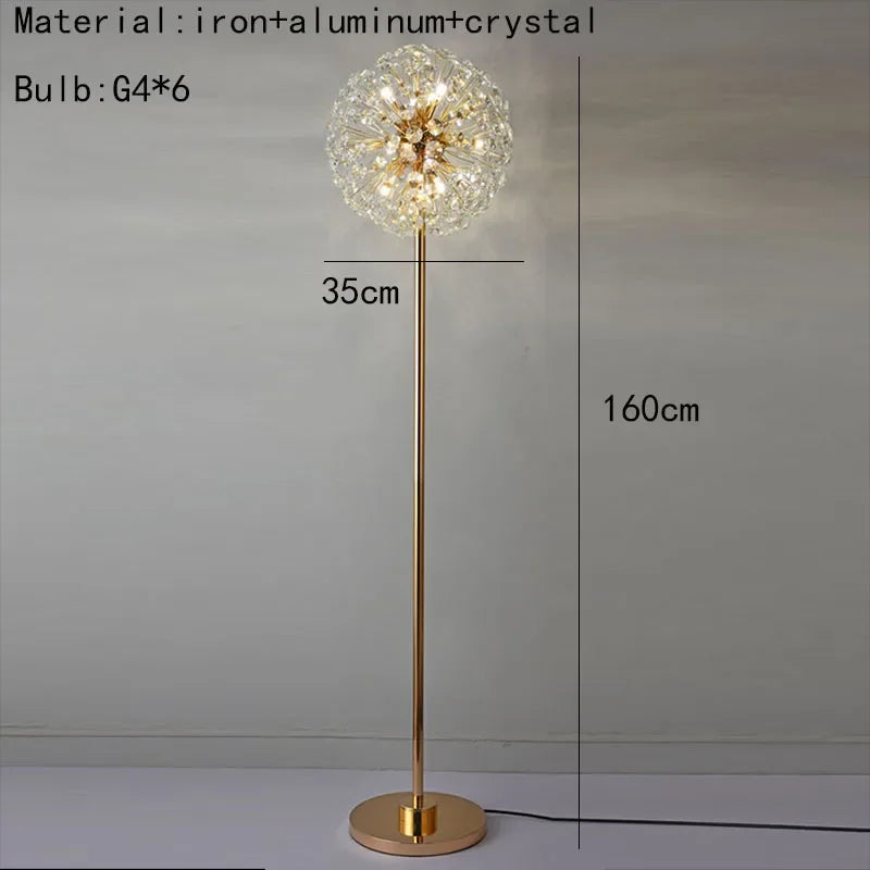Dandelion LED Floor Lamp for Parlor Bedroom Shop Decorate Standing Lighting G4 Bulb Gold Metal Home Deco Dropshipping