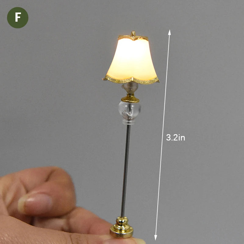 1/6 1/12 Dollhouse Miniature LED Floor Lamp Battery Operated With ON/OFF Switch
