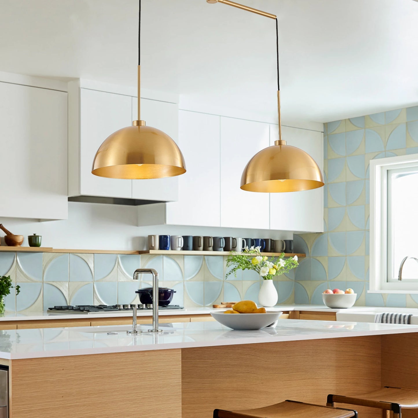 Industrial Modern Copper Color Double Pendant Light, Adjustable Ceiling Hanging Lamp,Stylish and Durable Lighting(No Bulbs)