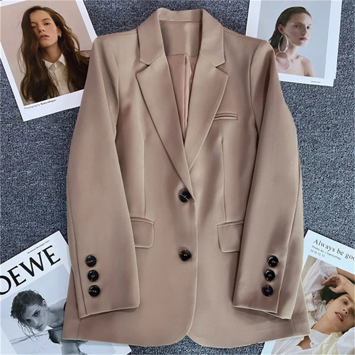 Women Jacket New in Korean Fashion Small Suit Top Brown Suit Coat Clothes Loose Straight Temperament Slim Blazer for Women