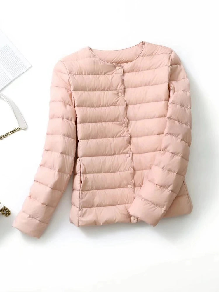 NewBang Matt Fabric Light Jacket Female Ultra Light Down Jacket Women Slim Windbreaker Without Collar Lightweight Warm Coat