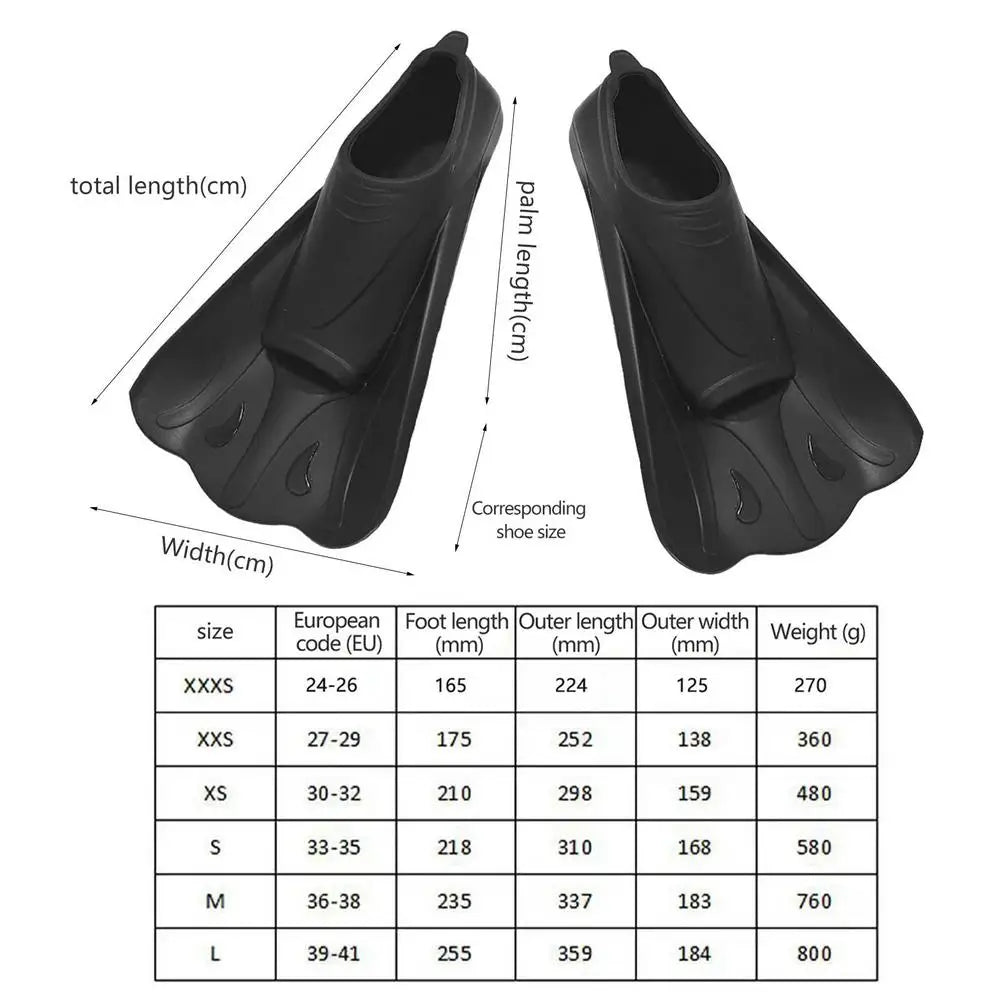 Silicone Short Flippers Training Short Swim Diving Fins Unique Opening Design Snorkeling Supplies For Kids Adults Men And Women