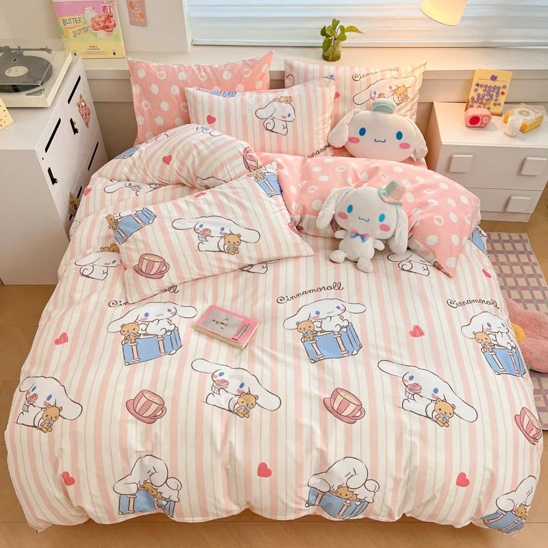 Kuromi Melody Cartoon Duvet Cover Hello Kitty Cinnamoroll Kids Bedding Set Student Dormitory Cute Duvet Cover Bedroom Decor