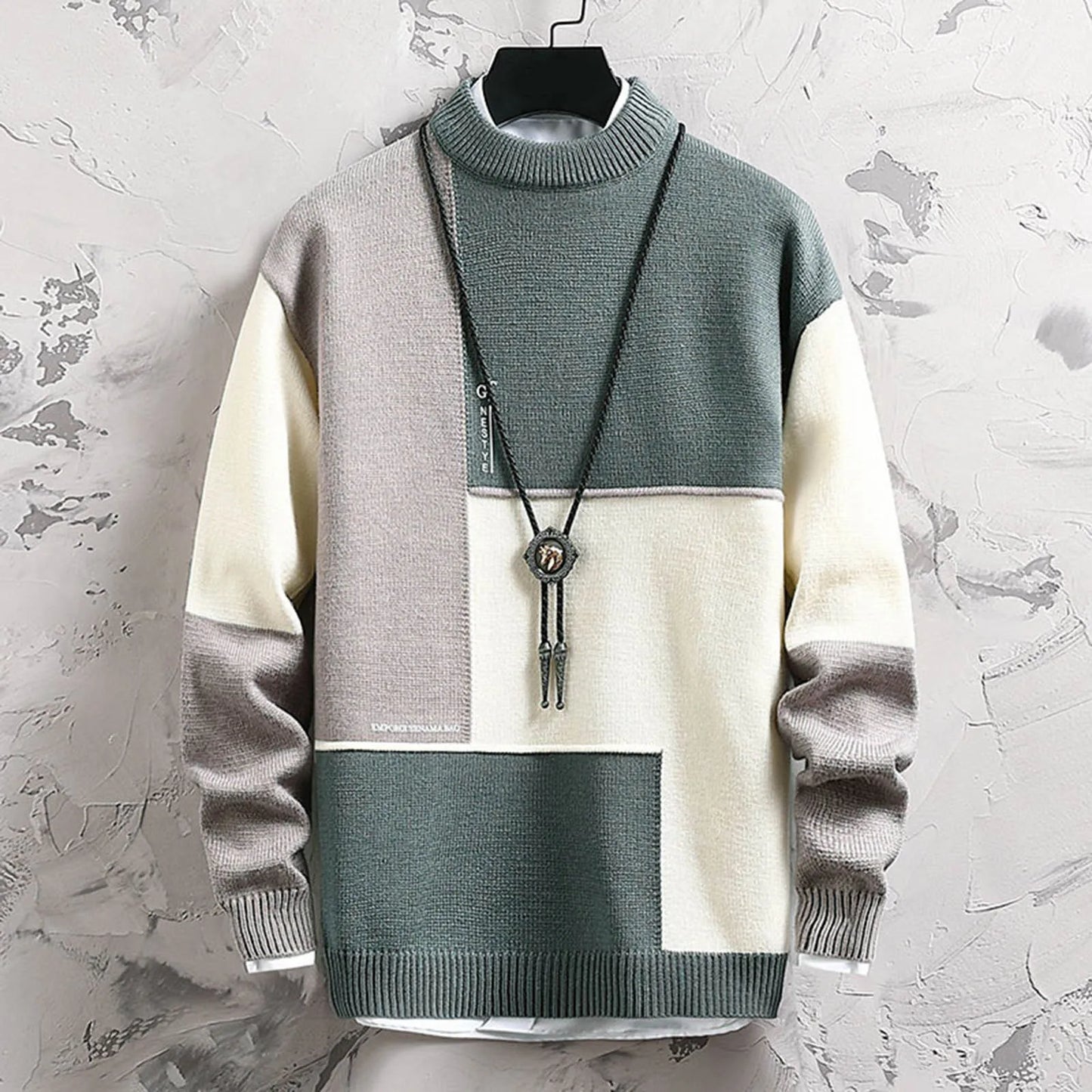 Light Weight Sweaters For Men Casual Fashion Trend Semi Turtleneck Long Sleeved Sweater Old Money Clothes Color Block Pullovers