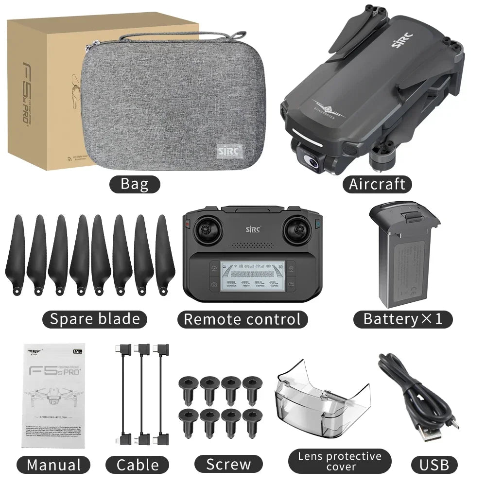 2023 New SJRC F5s Pro Plus Drone 2-Axis Gimbal 4K Camera 3KM 28 mins GPS Drone RC Quadcopter Radio Control Toys F5s Pro Dron
