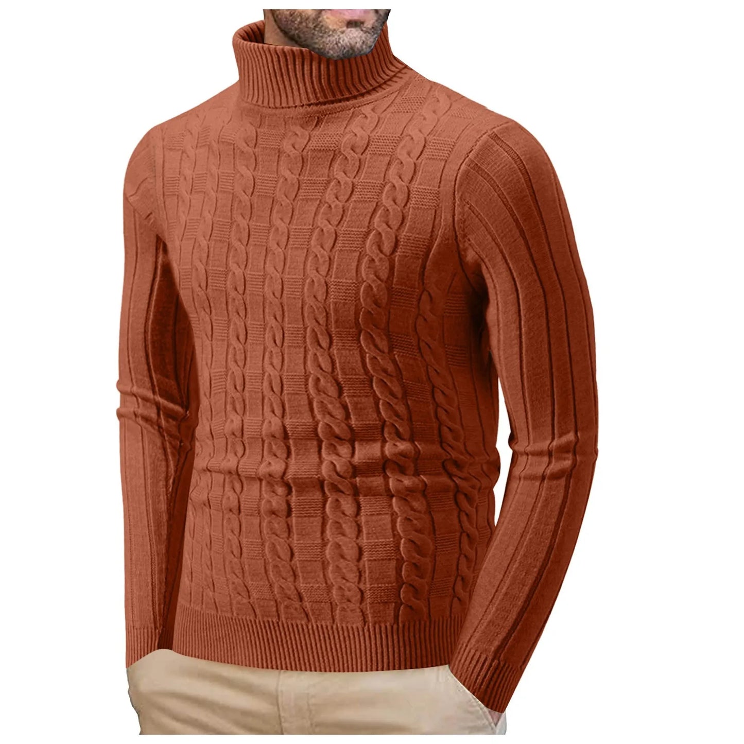 Men's Mock Turtleneck Sweater Long Sleeve Half Neck Pullover Thermal Casual Ribbed High Neck Pullover Men Thickened tops 