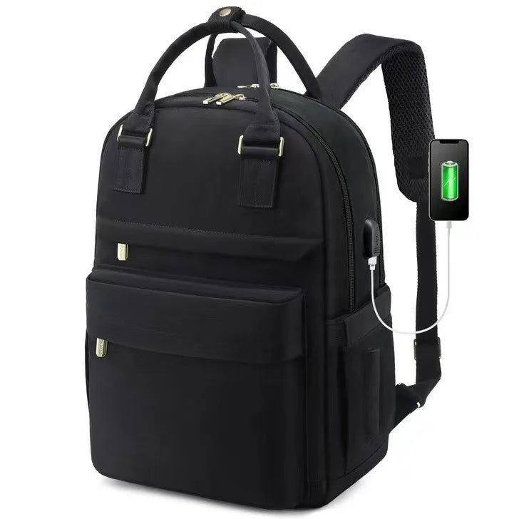 Bagpack for Women Patchwork Basic Nylon Waterproof Fashion Tote Bag Travel Hiking Usb Port 15’6in Notebook Backpacks New Street