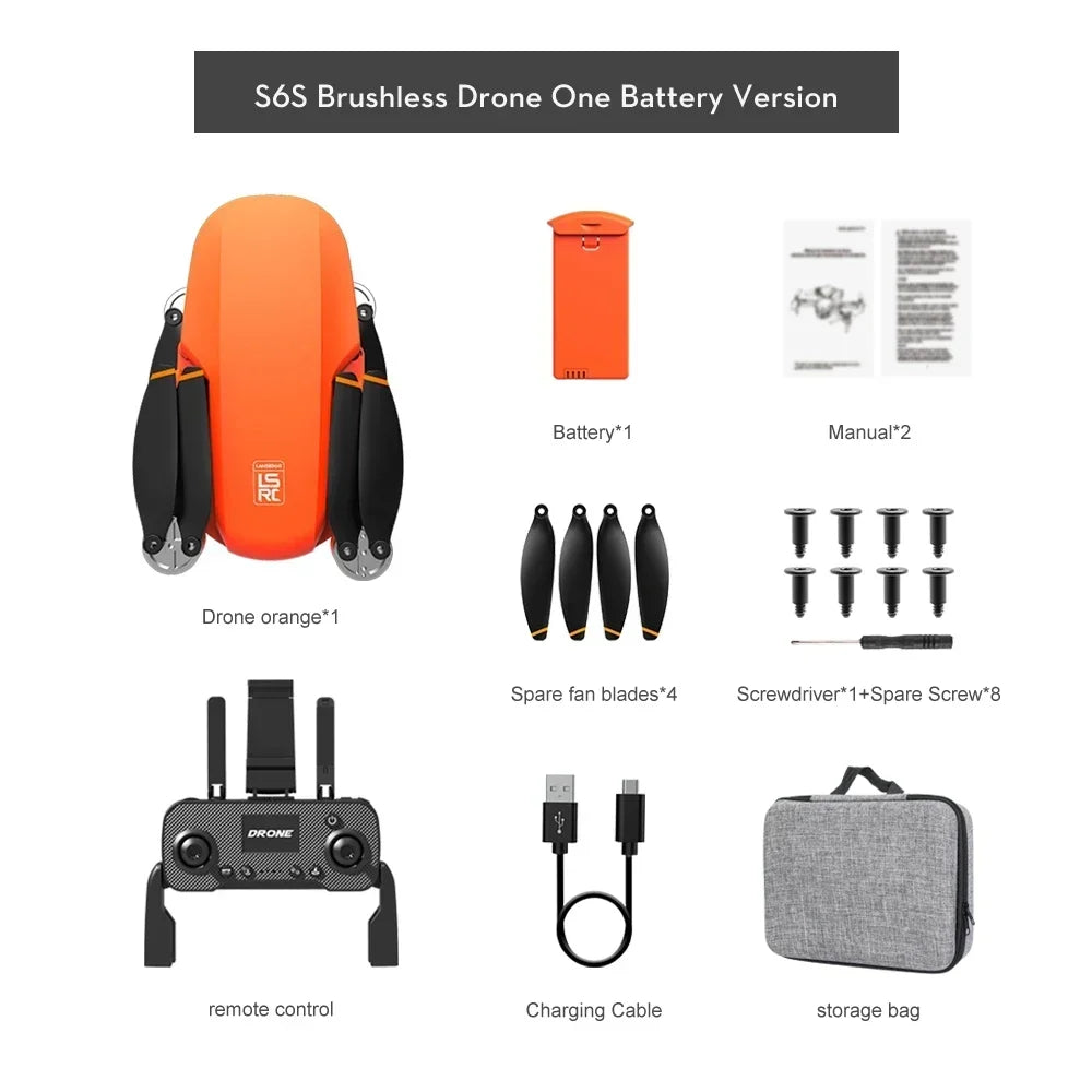 S6S Mini GPS Drone 4K Professional Dual HD EIS Camera Light Flow 5G WIFI Brushless Folding 360 Quadcopter RC Helicopter Toys