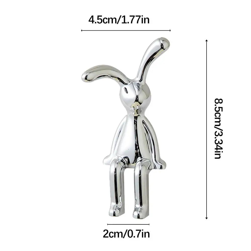 Sitting Rabbit Ornament Electroplated Rabbit Statue Animal Sculpture Home Decoration Table Ornament for Shelves Livingroom