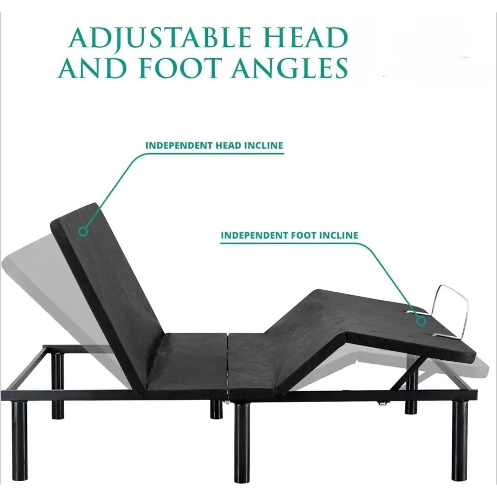 Split King Adjustable Bed Frame,Head & Foot Incline,7 Adjustable Positions,Wireless Remote,Compact,Electric Bed Frame