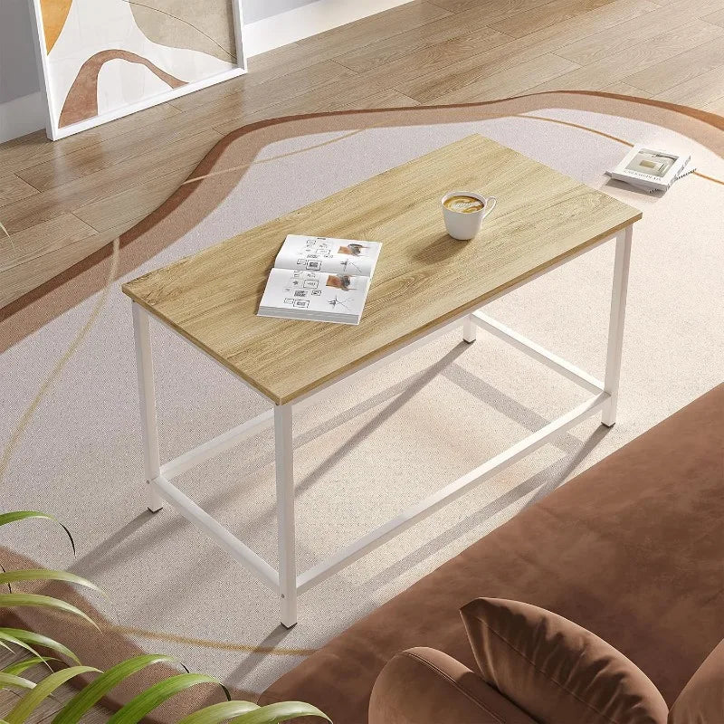 Small Rectangular Coffee Table for Living Room Small Spaces, Easy Assembly, 31.5 x 15.7 x 17.7, Oak White