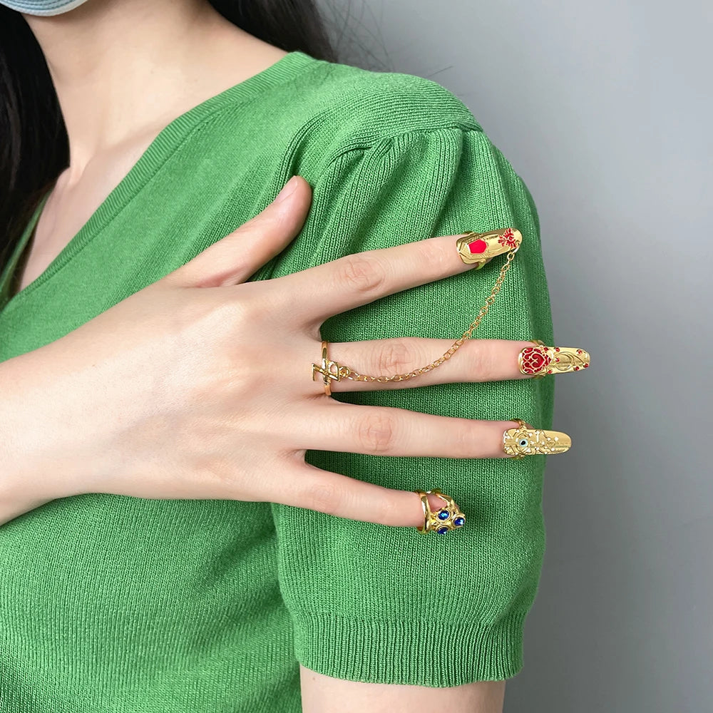 Game The Legend of Nail Ring Set Gold Plated Ring for Women Girl Trend Party Jewelry Tears of the Kingdom Accessories