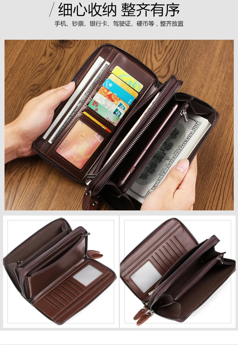 Weixier Hand-wrapped Oil Wax Leather Men's Bag Men's PU Hand Bag Grab Bag Multi-functional Wallet Large-capacity Business Men's