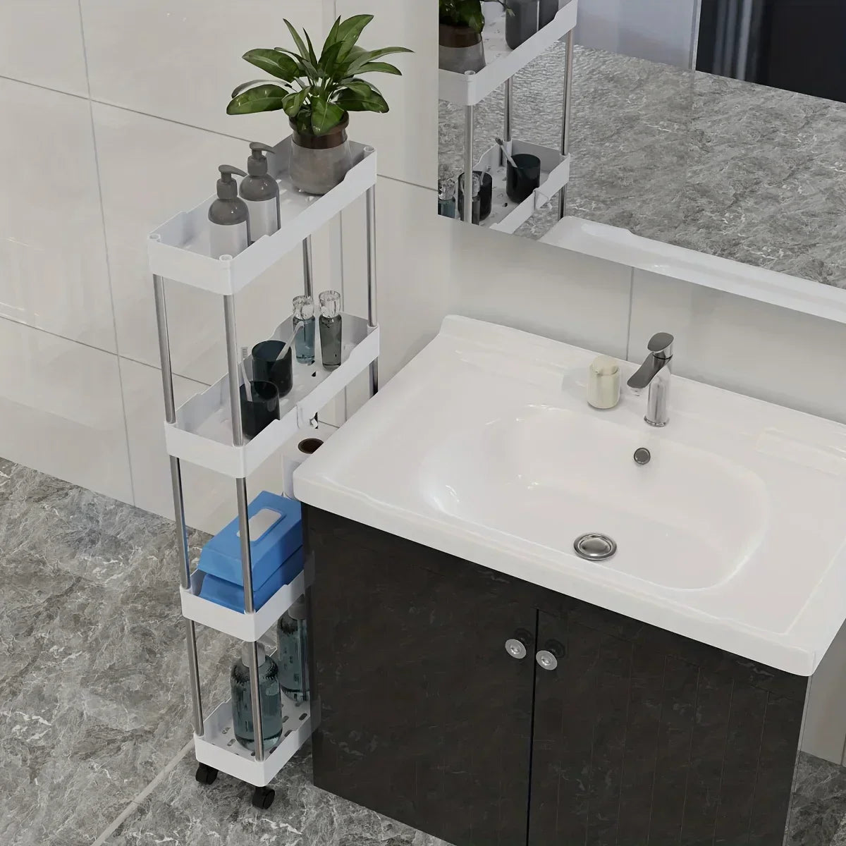 Toilet, bathroom, crevice storage rack, kitchen, narrow cabinet, living room, floor standing crevice rack,1pc