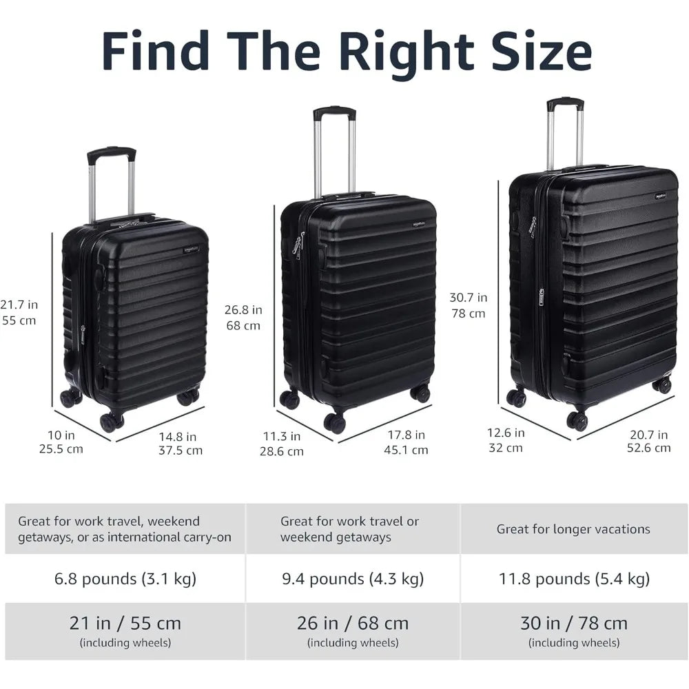 3-Piece Luggage Set (21", 26", 30"), Hardshell Suitcases With Wheels & Scratch-Resistant Surface, Four Multi-directional Wheels