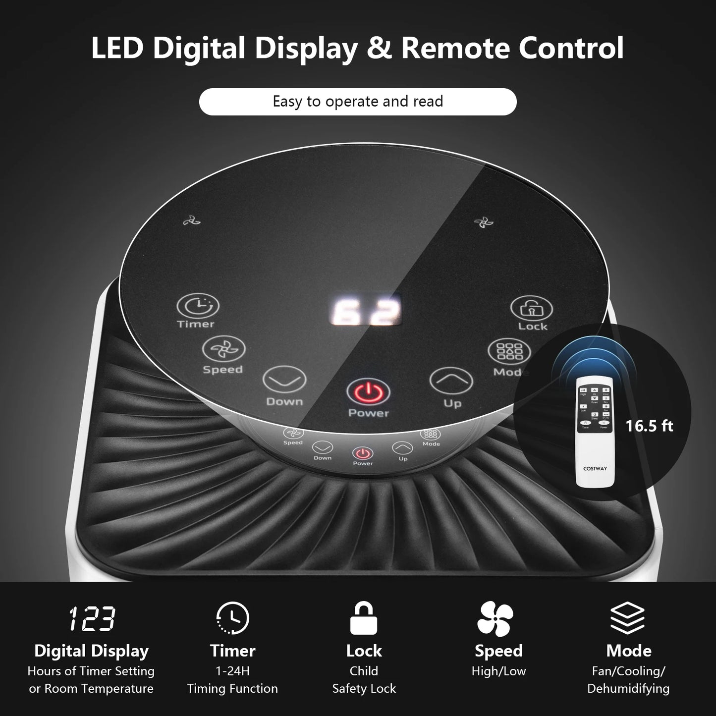 8000 BTU Portable Air Conditioner with Remote Control 3-in-1 Air Cooler w/ Drying