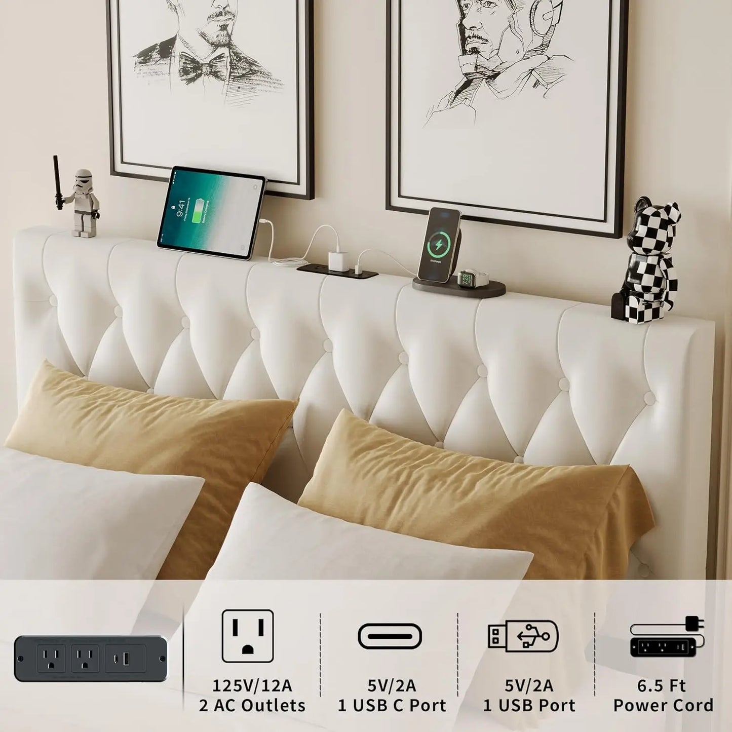 Lift Up Storage Bed Frame Queen Size Floating Bed Frame With Adjustable Headboard/Led Lights/Charging Station/Outlet,Velvet