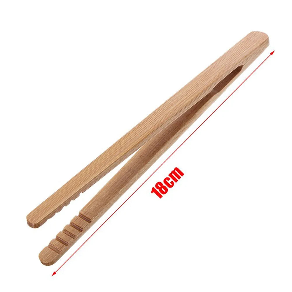 2pc 18cm Wooden Food Tongs Kitchen Utensil Tea Tong For Fruits Toast Tea Bread Pickle Cooking Tool