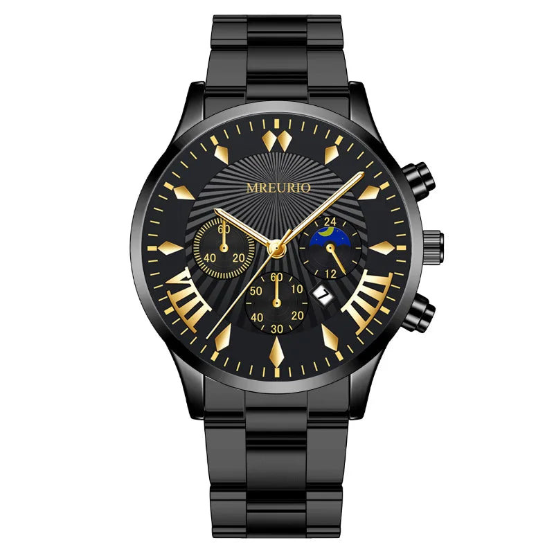 Fashion TOP Brand Men Watches Brand Luxury Gold Stainless Steel Quartz Watch Men Waterproof Sport Chronograph Relogio Masculino
