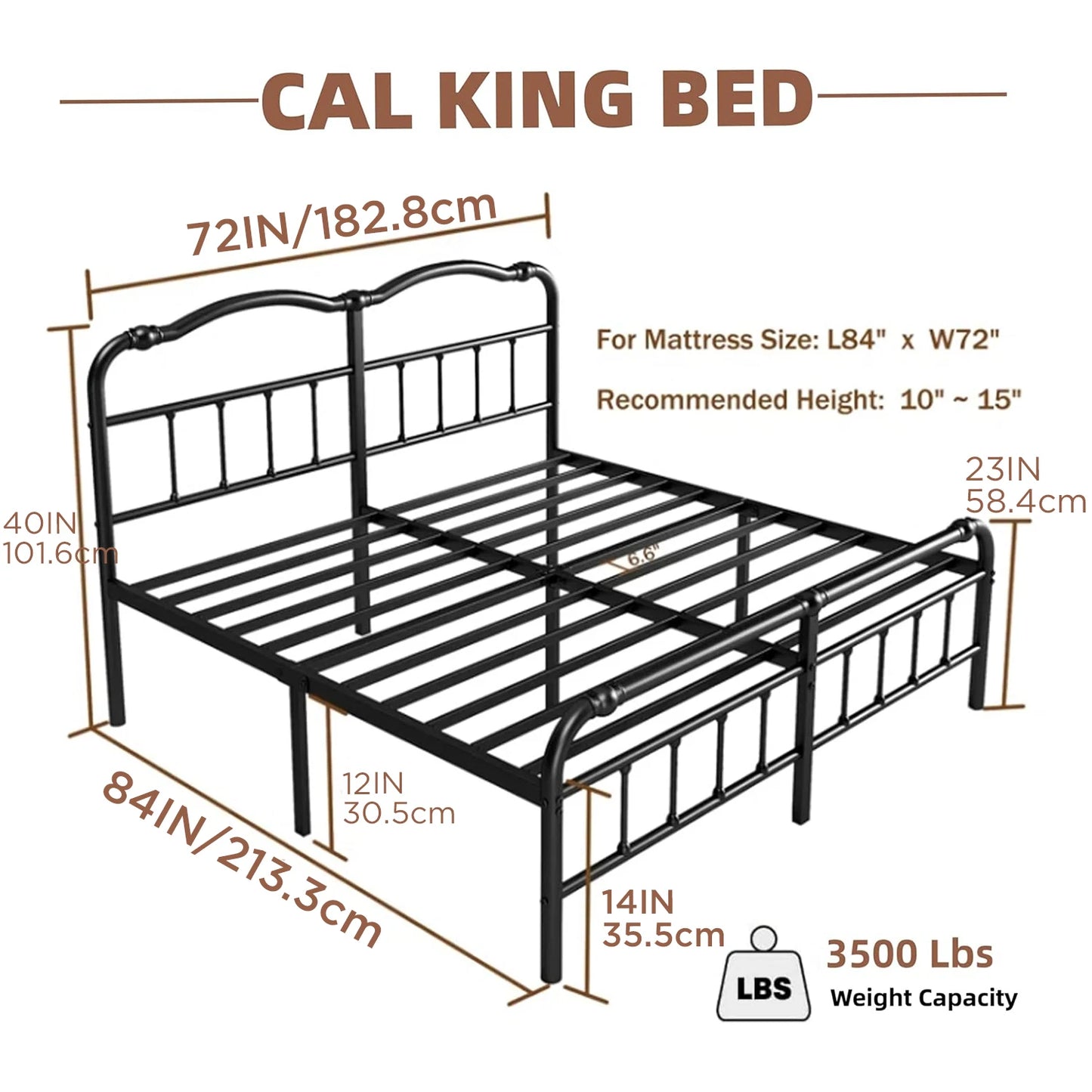 ZIYOO bed frame queen size 14 Inch Metal Queen Bed Frame- Full Size Bedstead King Platform Easy Assembly, Noise Free, Black