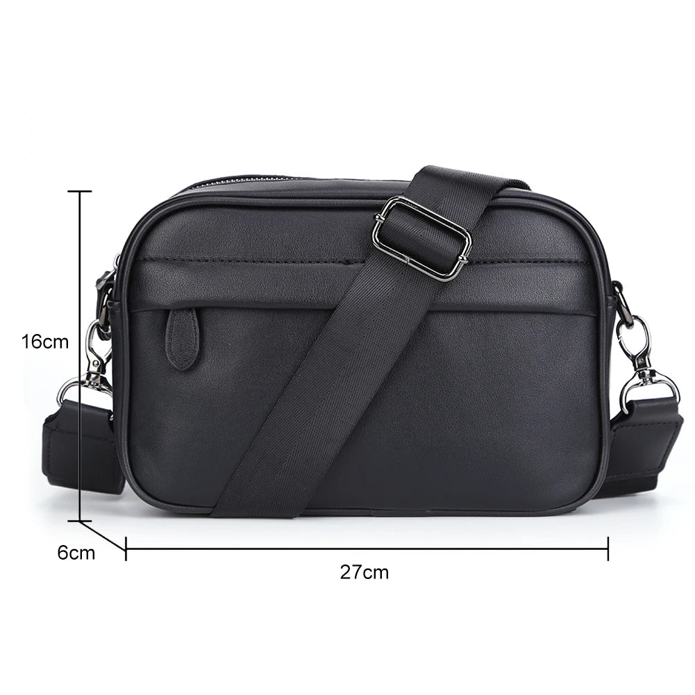 Casual Business Shoulder Bag for Men PU Leather Messenger Bag Wide Strap Crossbody Bags Square Plaid Designer Male Sling Purses