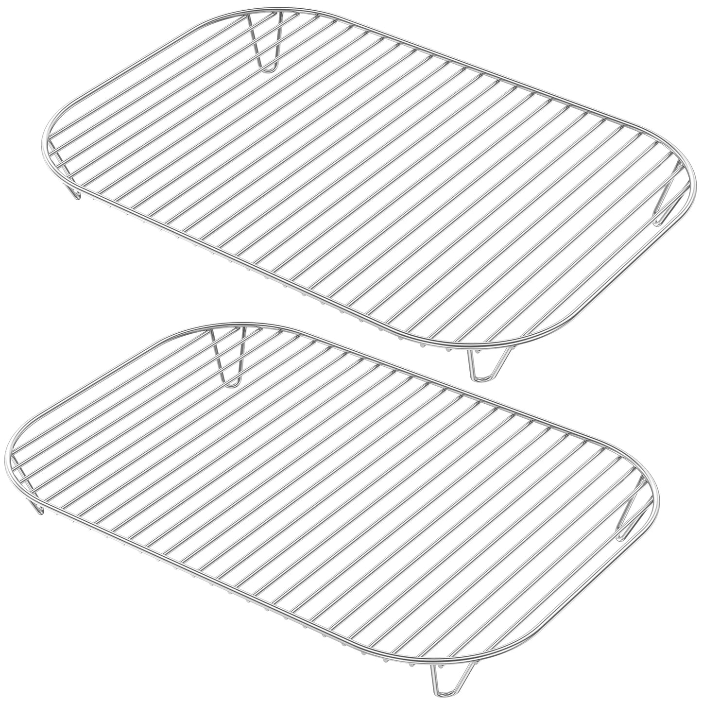 4/2pc Grill Rack Stainless Steel Cooking Grill Rack Air Fryer Grilling Rack for Kitchen Oven Baking Outdoor BBQ Grill Mesh Pan