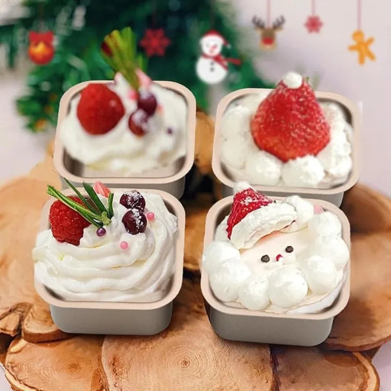 4 Pieces Mini Cake Moulds-Square Cake Baking Moulds-Baking Square Cake Moulds-Stainless Steel Mousse Cake Baking Moulds