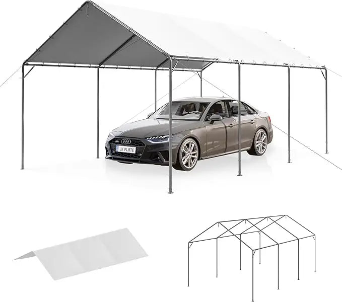 Heavy Duty Carport, Oversized Portable Garage Shelter, Outdoor Car Tent Tent with Rolled Up Sidewalls and Boat Truck Party Doors