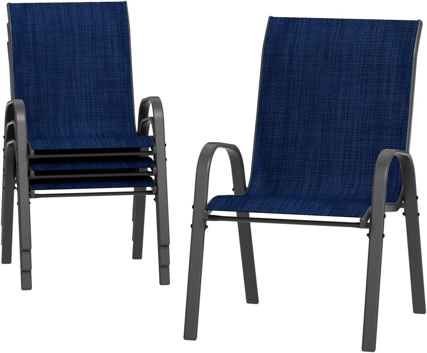 Patio Dining Chairs Set of 4, Outdoor Furniture Chairs, Breathable Seat Fabric and Alloy Steel Frame for Backyard, Porch, Garden