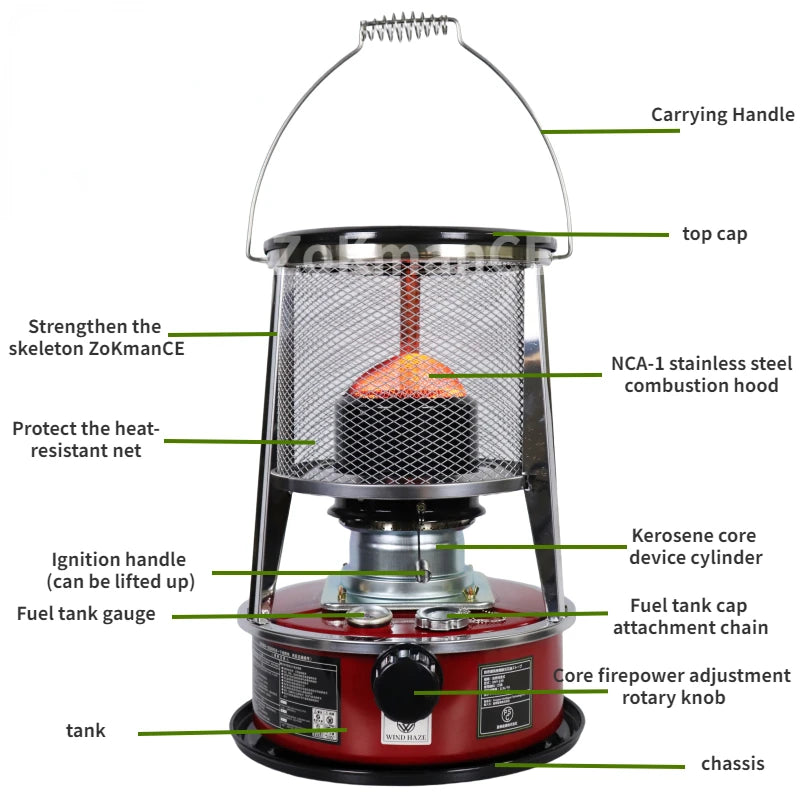 Portable 2 IN 1 Kerosene Stove 4.5L Camping Kerosene Heater Non- Electric Grill Stove for Indoor and Outdoor Camping Cooking