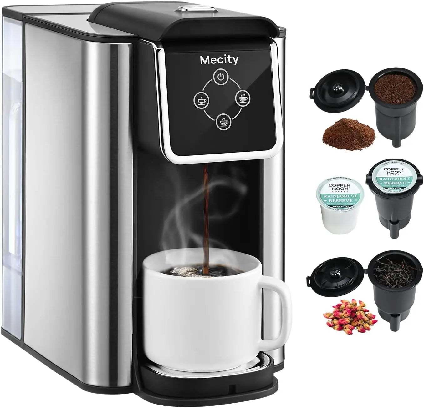 Coffee Maker 3 in 1 Single Serve Coffee Machine, Compatible with K cup Capsules,  Coffee Pot, Tea maker, 6,8,10 Oz Cup, Removabl