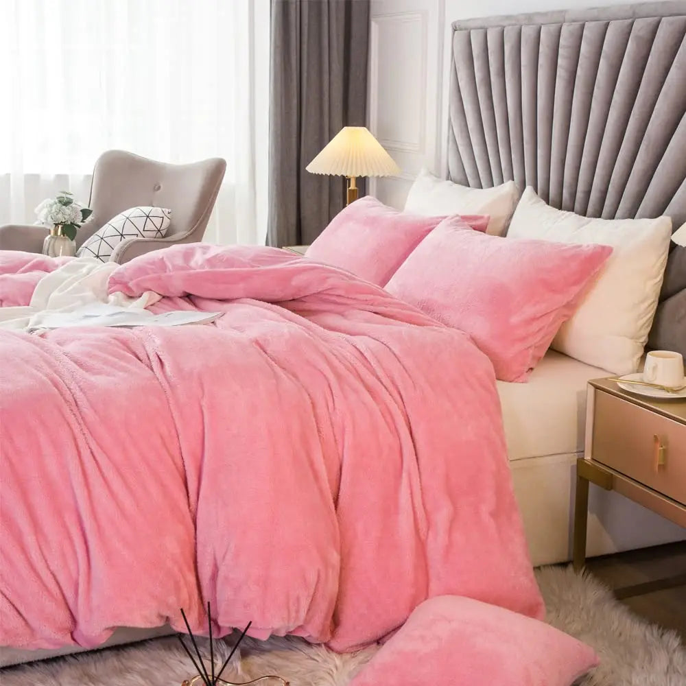 2/3pcs Velvet Shaggy Duvet Cover Set Ultra Soft Fluffy Duvet Cover Bedding Set