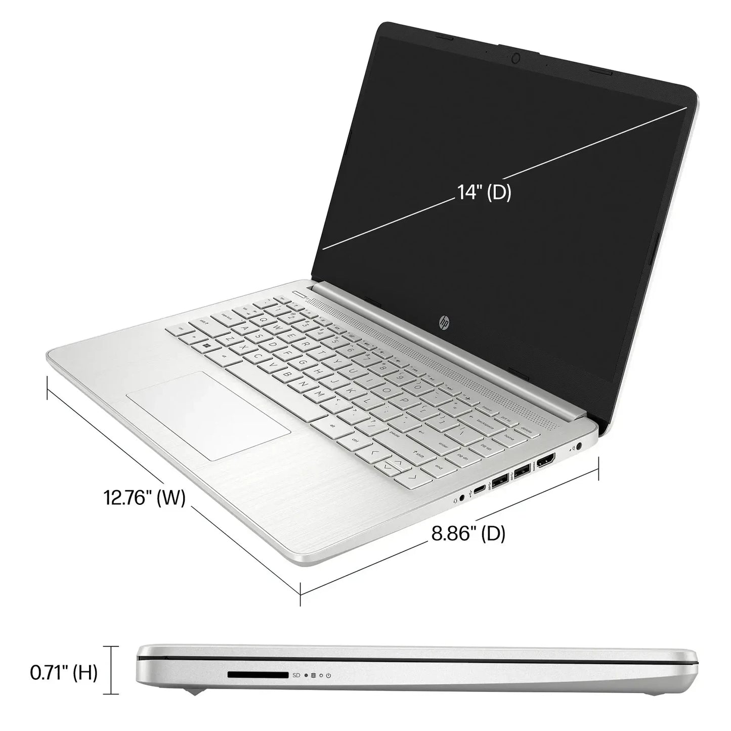HP 14" Business Laptop,Intel Celeron N4120,16GB RAM,384GB Storage(128GB eMMC+256GB SD Card),1 Year Office 365,Windows 11 Pro